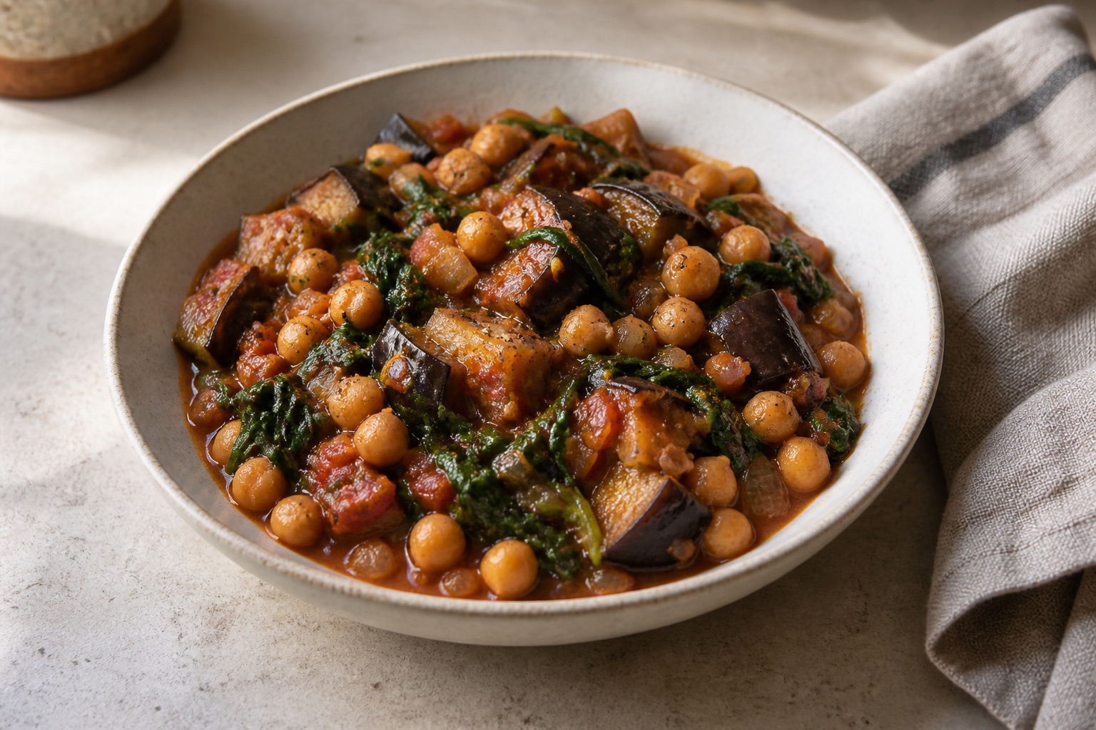 Chickpea and aubergine stew with cumin