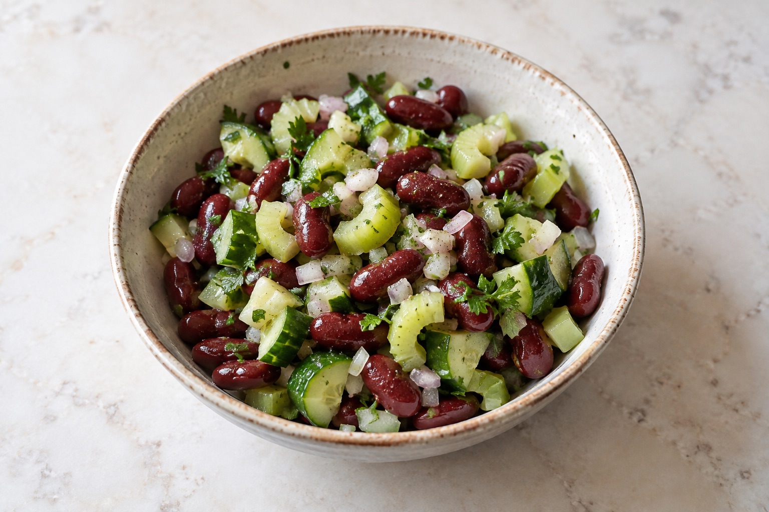 Red bean, celery and parsley salad