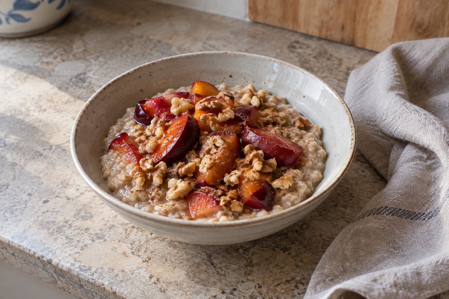 Plum and cinnamon oats