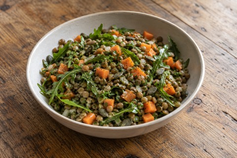 Lentil, carrot and seed salad