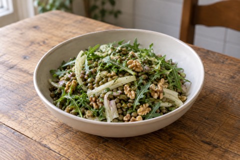 Lentil, fennel and walnut salad