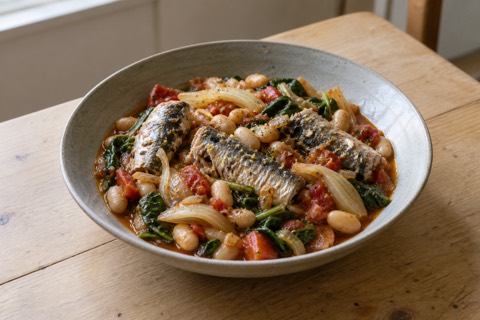 Sardines with white beans and fennel